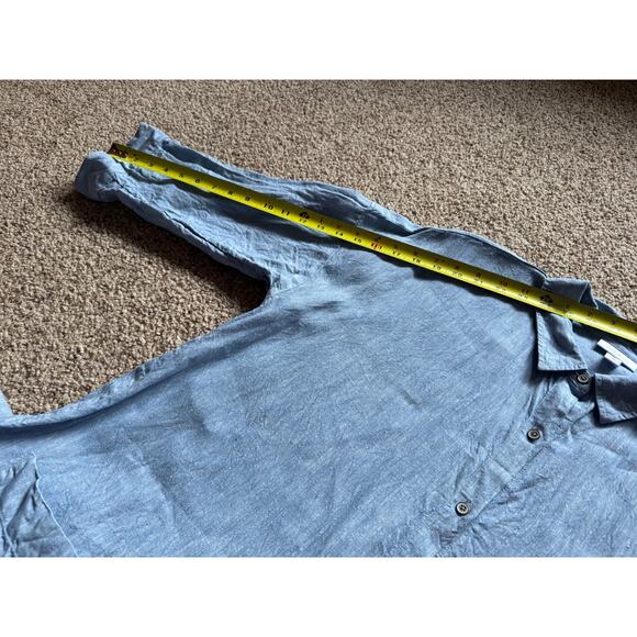 J Jill Pure Jill Linen Shirt Dress Midi Button Up Minimalist Lagenlook Pockets - Picture 5 of 7